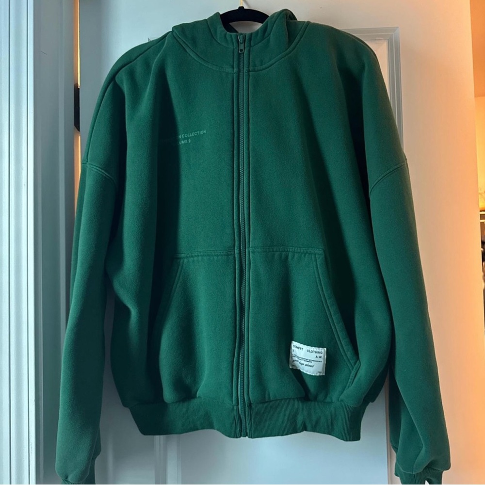 COMFRT- Affirmation Green Zip-Up Hoodie